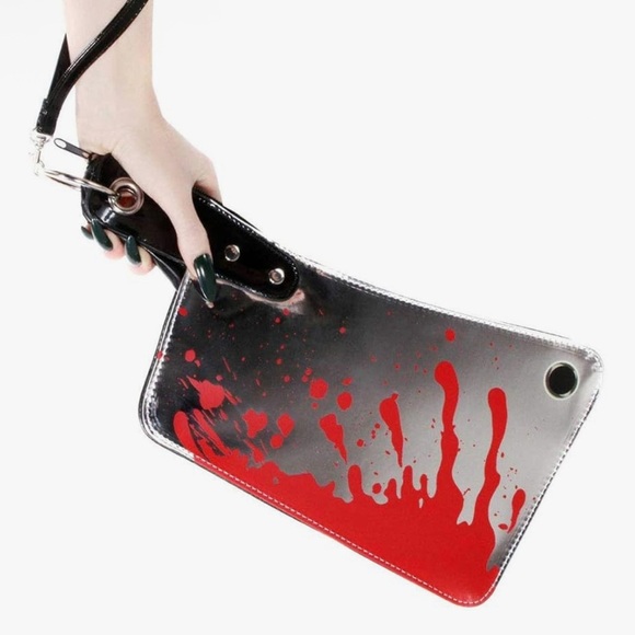 Handbags - Silver and Red Cleaver Clutch​